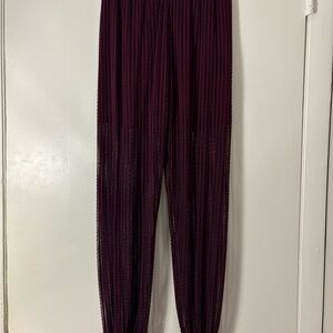 Boho Sheer Textured Plum Pants – One Size